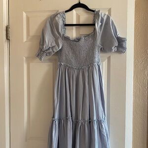 Dusty Blue Ankle-Length Dress